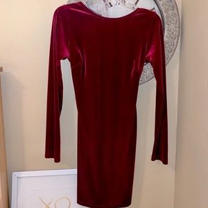 Flattering red velvet dress